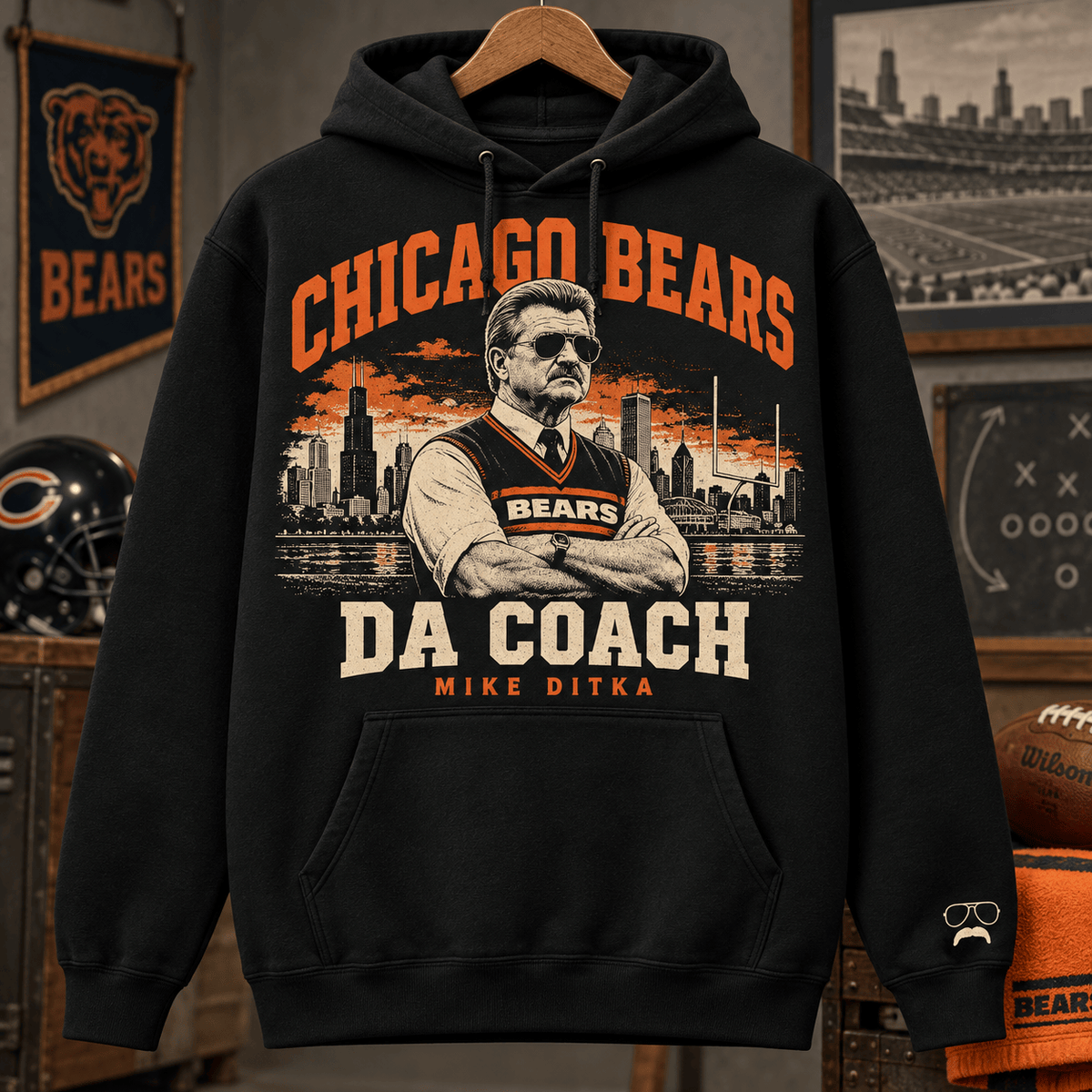 Chicago Bears Da Coach Black Hoodie Mike Ditka Football Legacy Apparel For Fans