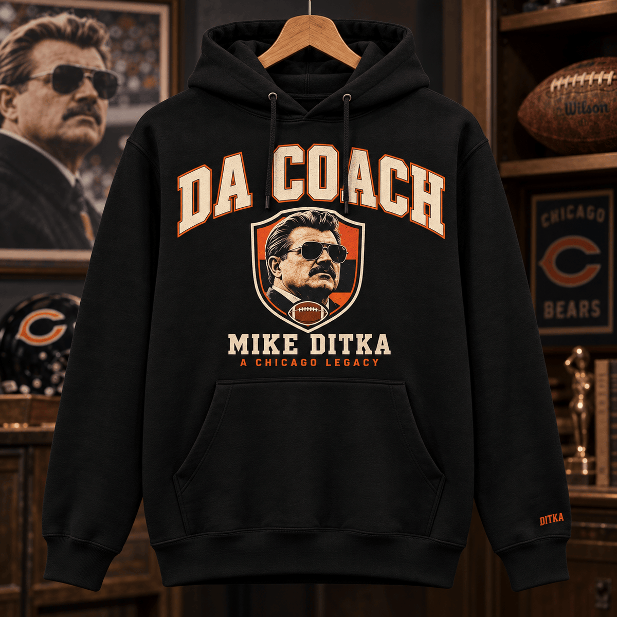 Mike Ditka Chicago Legacy Black Hoodie Da Coach Tribute Gift For Football Lovers