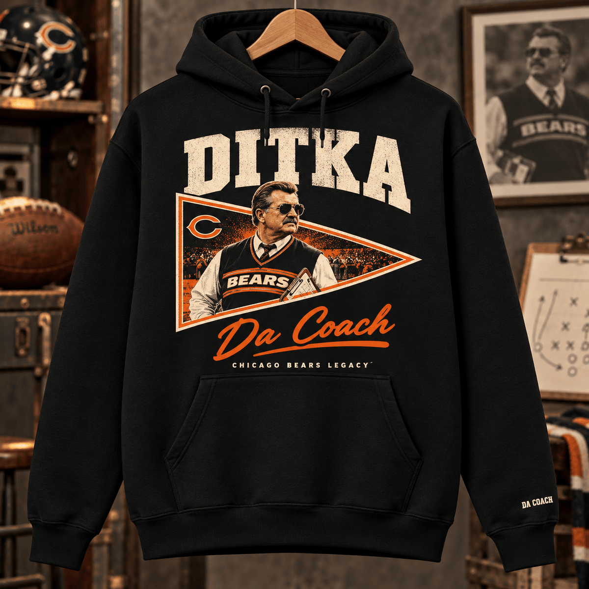 Mike Ditka Da Coach Black Hoodie Chicago Bears Tribute Apparel For Football Fans
