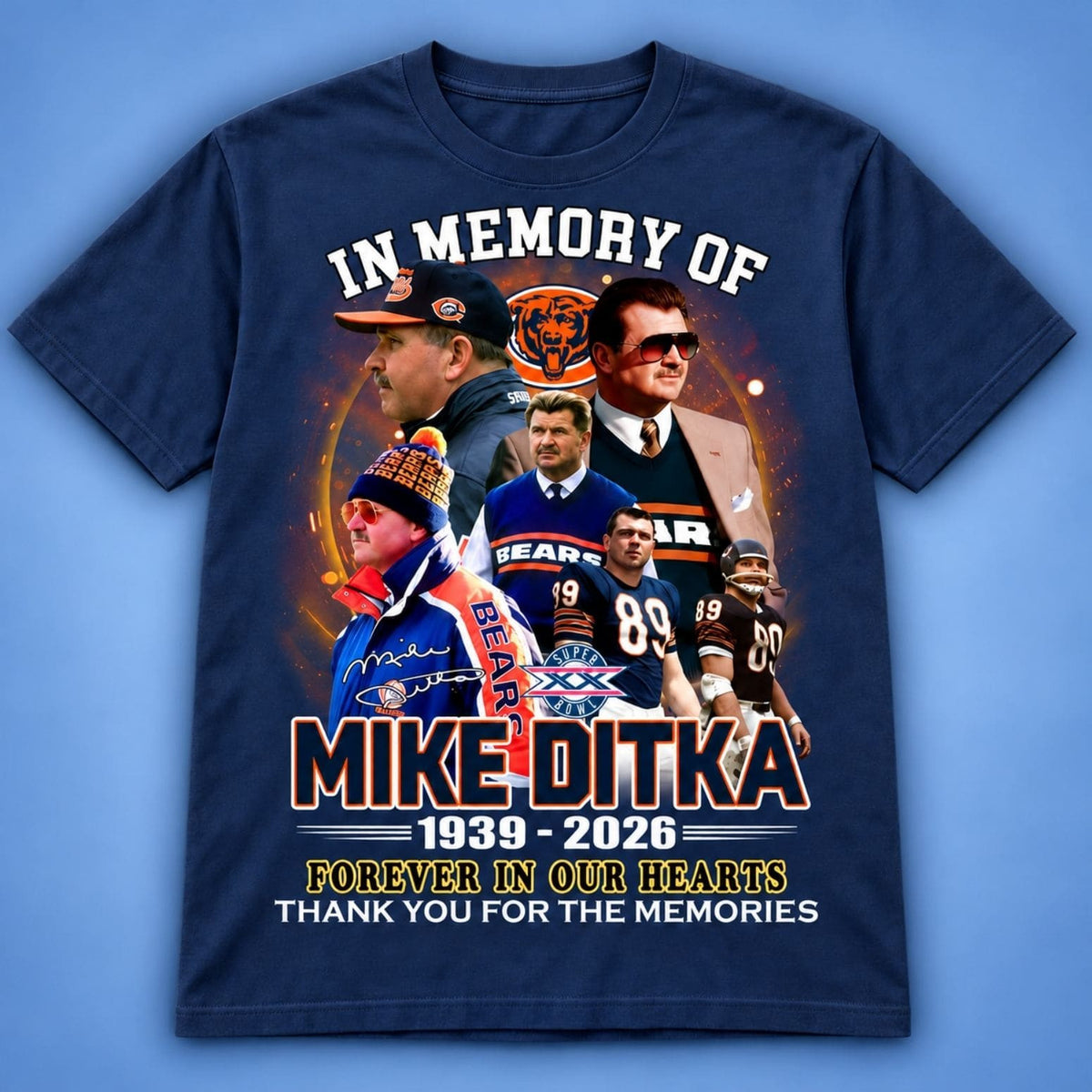 In Memory Of Mike Ditka Thank You For The Memories T-shirt Mike Ditka Tribute Apparel Gifts For Bears Fans