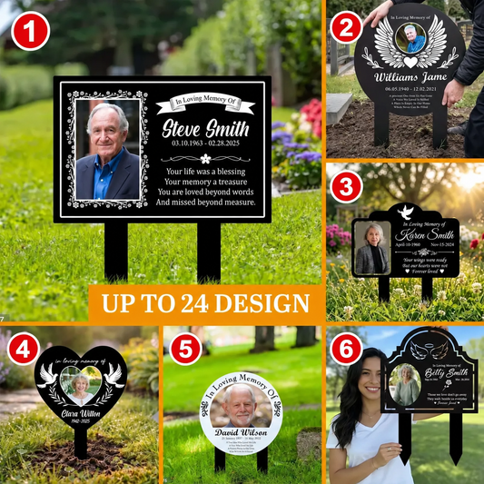 Personalized Photo Memorial Garden Stake – Custom Grave Marker Sign With Photo, Sympathy Gift For Loss Of Loved One