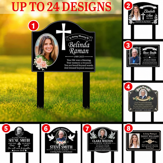 Personalized Memorial Photo Plaque – Custom Photo Grave Marker Sign, Funeral Sympathy Gift For Loss Of Loved One