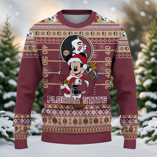 Florida State Seminoles Mickey Mouse Santa Ugly Christmas Sweater
