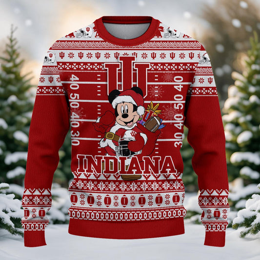 Indiana Hoosiers Mickey Mouse Santa Ugly Christmas Sweater