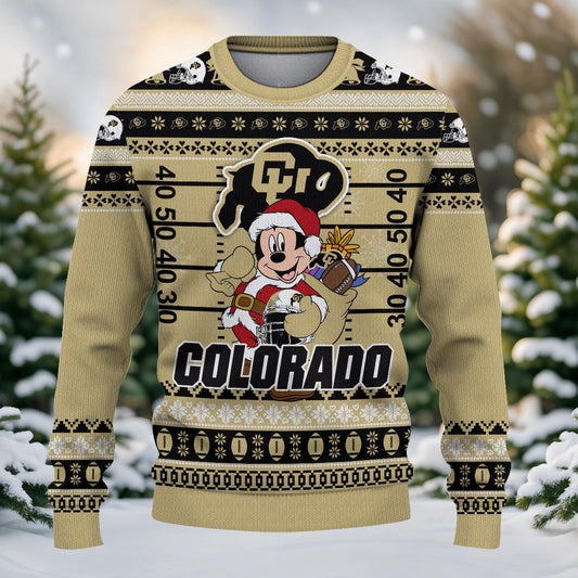 Colorado Buffaloes Mickey Mouse Santa Ugly Christmas Sweater