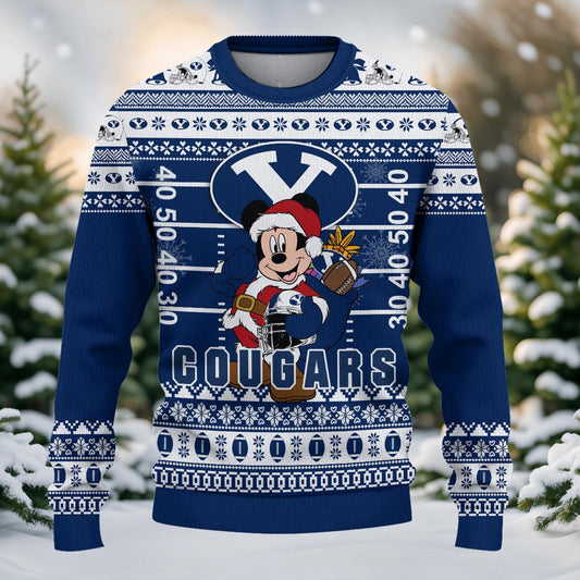 Byu Cougars Mickey Mouse Santa Ugly Christmas Sweater