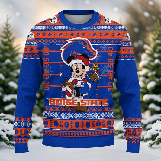 Boise State Broncos Mickey Mouse Santa Ugly Christmas Sweater