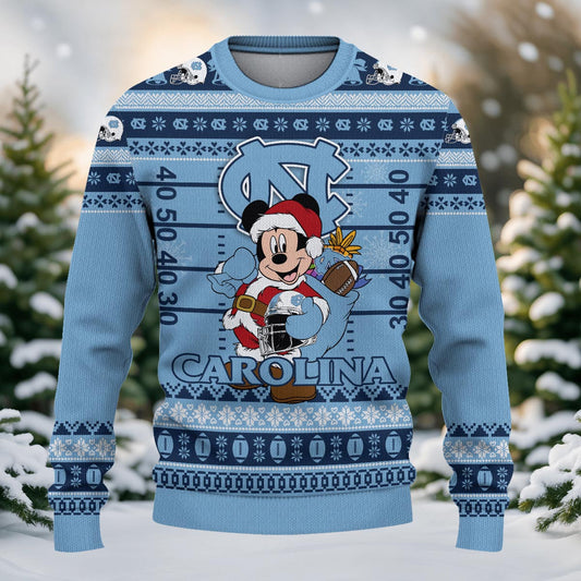 North Carolina Tar Heels Mickey Mouse Santa Ugly Christmas Sweater