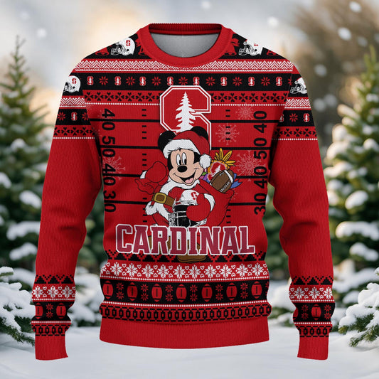 Stanford Cardinal Mickey Mouse Santa Ugly Christmas Sweater