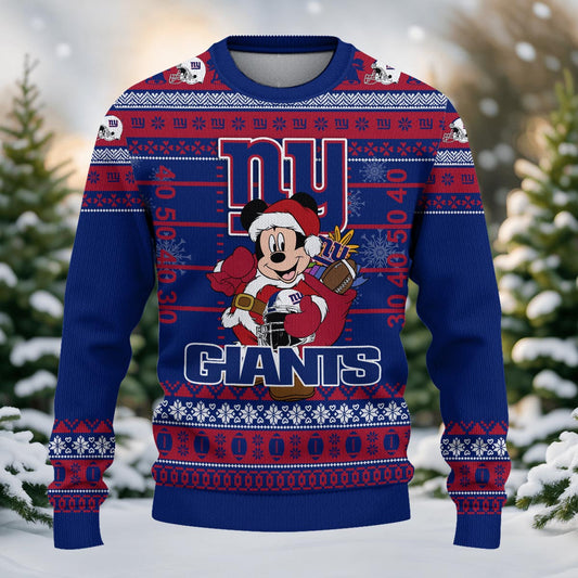 New York Giants Mickey Mouse Santa Ugly Christmas Sweater