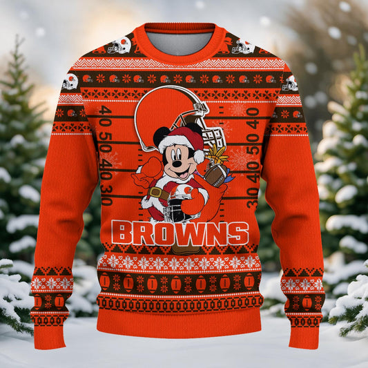 Cleveland Browns Mickey Mouse Santa Ugly Christmas Sweater