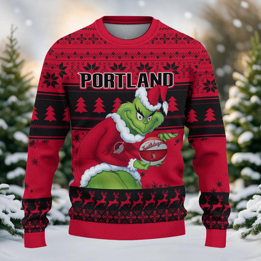 Portland Trail Blazers Grinch Christmas Ugly Sweater