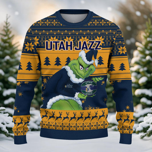 Utah Jazz Grinch Christmas Ugly Sweater