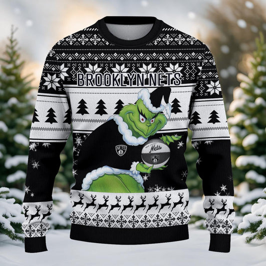 Brooklyn Nets Grinch Christmas Ugly Sweater