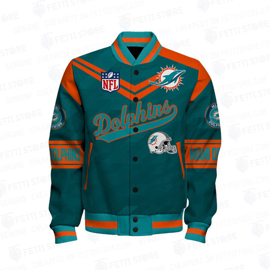 Miami Dolphins American Football League Pattern Varsity Jacket Sh1 V2