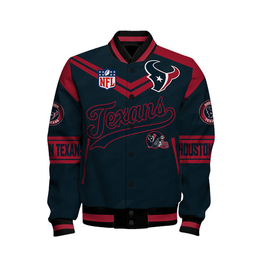 Houston Texans American Football League Pattern Varsity Jacket Sh1 V2