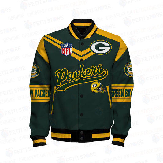Green Bay Packers American Football League Pattern Varsity Jacket Sh1 V2