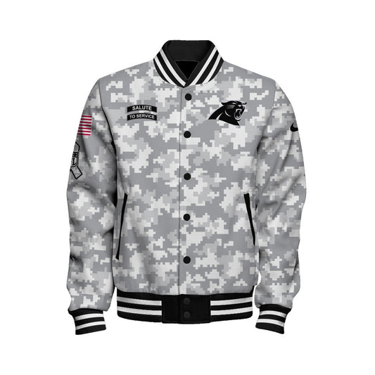 Carolina Panthers National Football League 2026 Arctic Camo Unisex Varsity Jacket