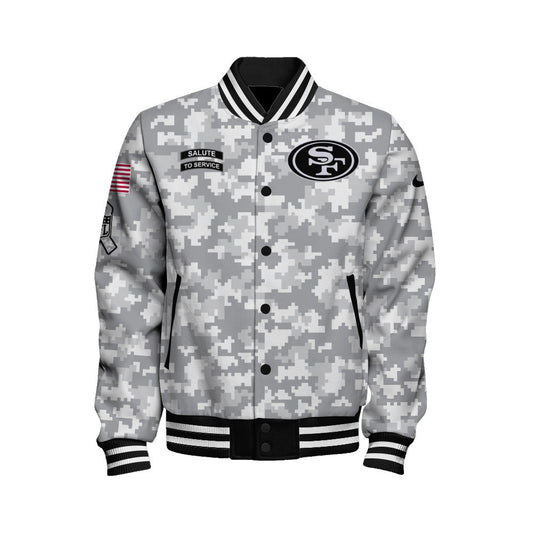 San Francisco 49ers National Football League 2026 Arctic Camo Unisex Varsity Jacket