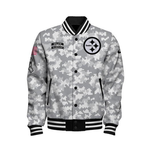 Pittsburgh Steelers National Football League 2026 Arctic Camo Unisex Varsity Jacket