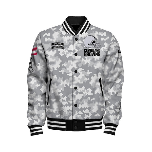 Cleveland Browns National Football League 2026 Arctic Camo Unisex Varsity Jacket