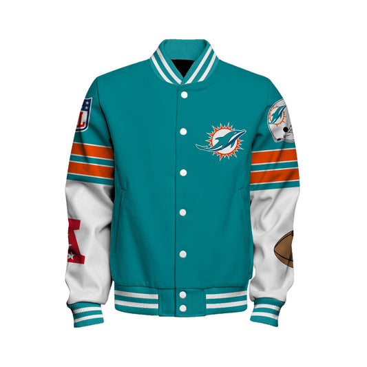 Miami Dolphins National Football League 2026 Feel The Power Unisex Varsity Jacket