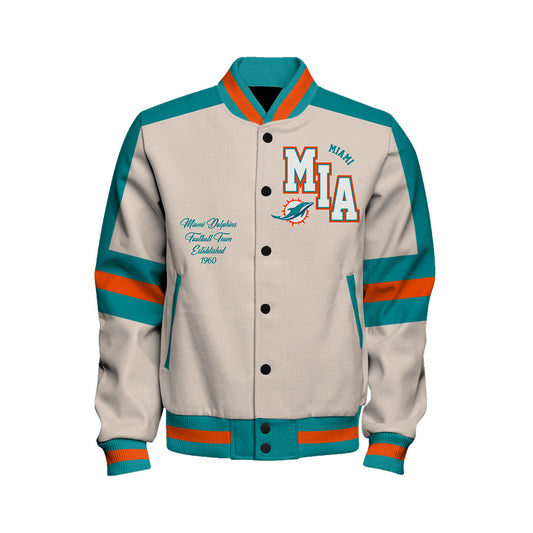 Miami Dolphins | Football Team 2026 Feel The Power Unisex Varsity Jacket