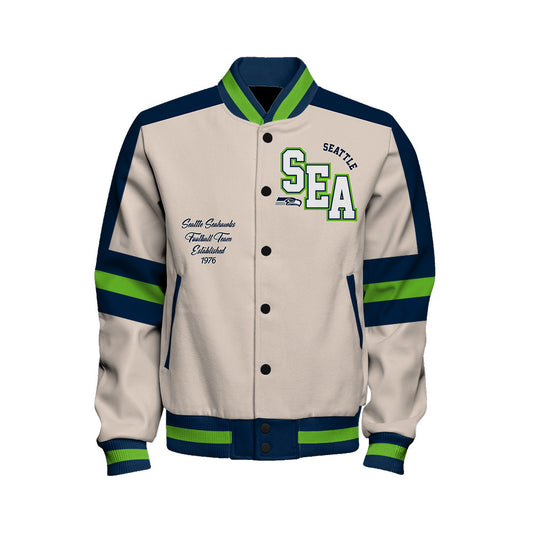 Seattle Seahawks | Football Team 2026 Feel The Power Unisex Varsity Jacket
