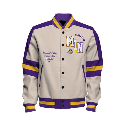 Minnesota Vikings | Football Team 2026 Feel The Power Unisex Varsity Jacket