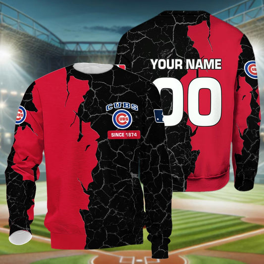 Chicago Cubs 3d Cracked Design Personalized Apparel