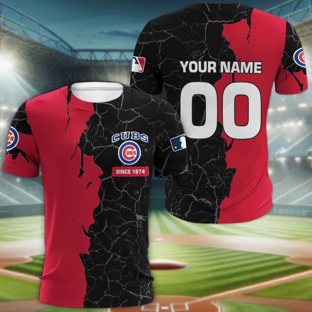 Chicago Cubs 3d Cracked Design Personalized Apparel