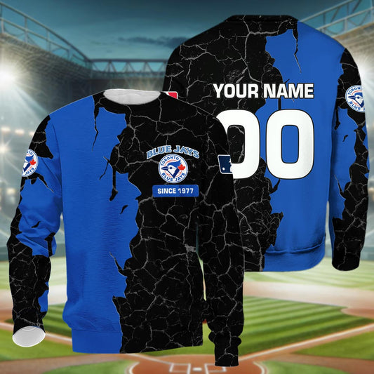 Toronto Blue Jays 3d Cracked Design Personalized Apparel