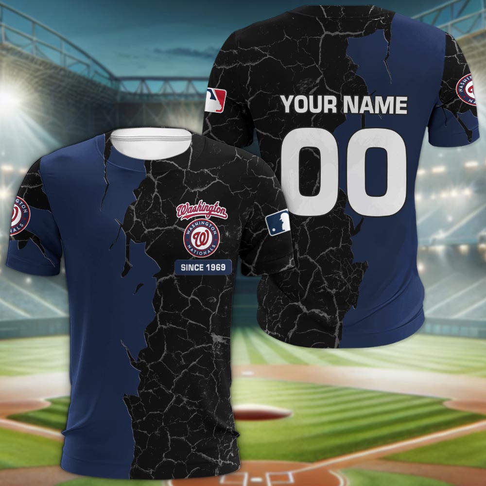 Washington Nationals 3d Cracked Design Personalized Apparel