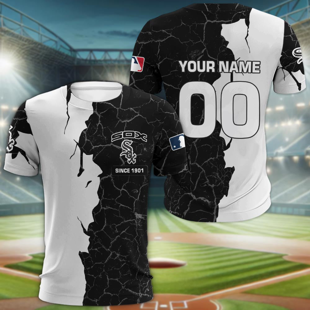 Chicago White Sox 3d Cracked Design Personalized Apparel