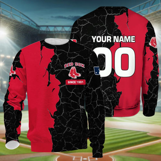 Boston Red Sox 3d Cracked Design Personalized Apparel