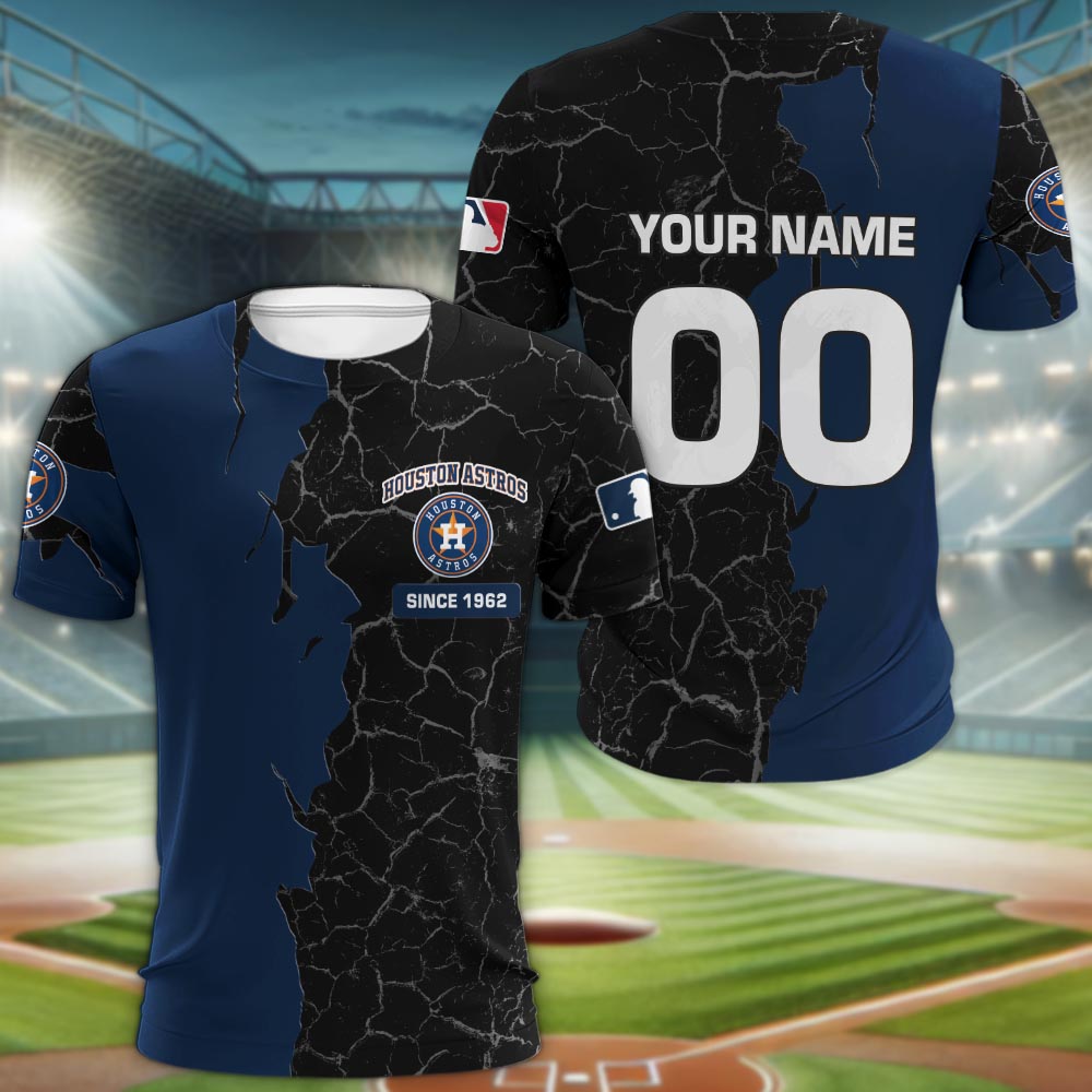 Houston Astros 3d Cracked Design Personalized Apparel