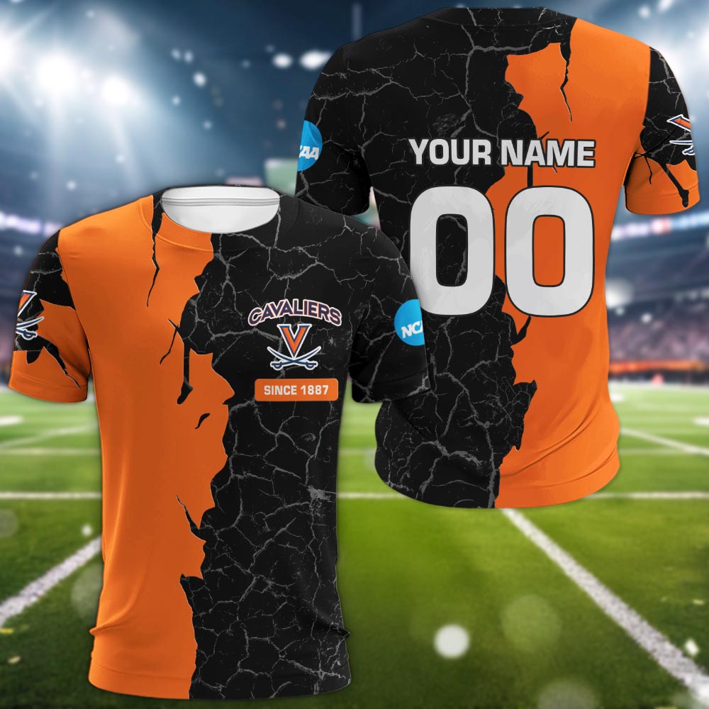 Virginia Cavaliers 3d Cracked Design Personalized Apparel