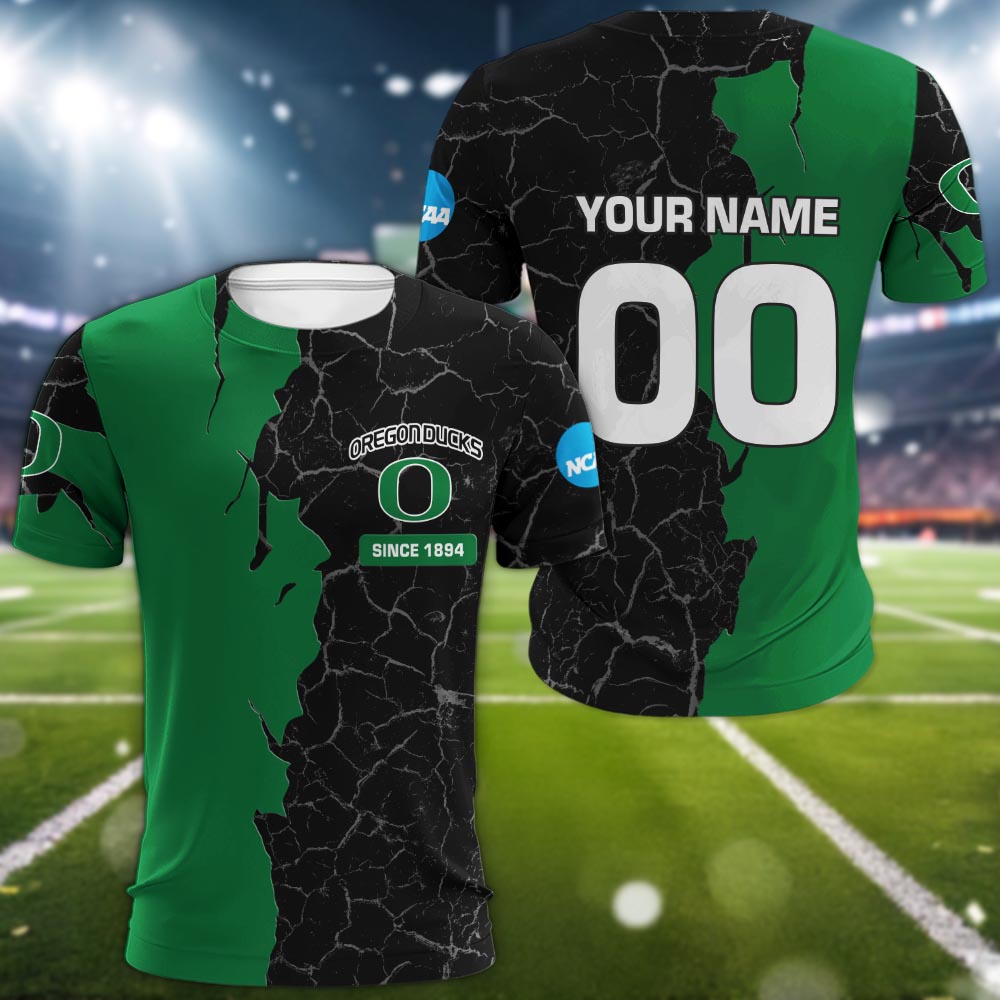 Oregon Ducks 3d Cracked Design Personalized Apparel