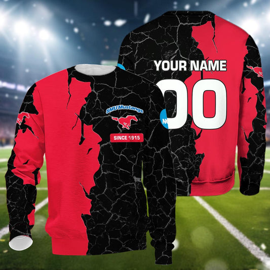 Smu Mustangs 3d Cracked Design Personalized Apparel