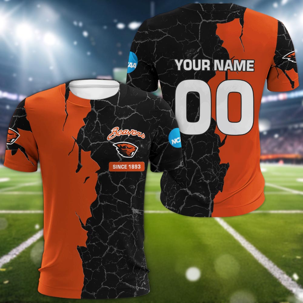Oregon State Beavers 3d Cracked Design Personalized Apparel