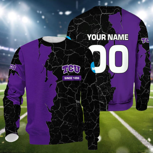 Tcu Horned Frogs 3d Cracked Design Personalized Apparel