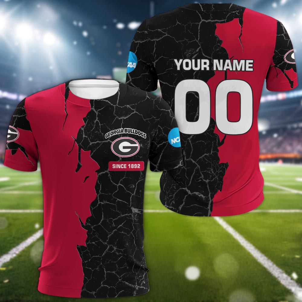 Georgia Bulldogs 3d Cracked Design Personalized Apparel