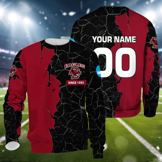 Boston College Eagles 3d Cracked Design Personalized Apparel