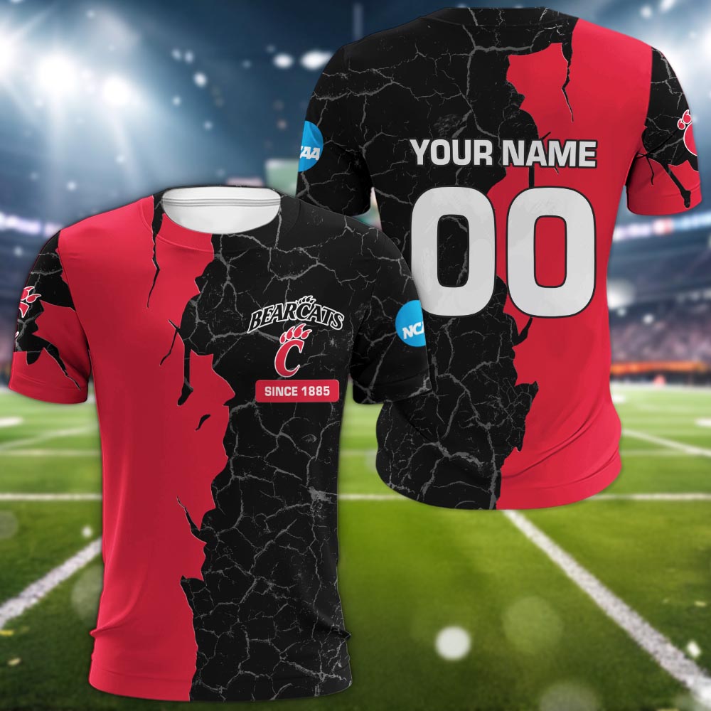 Cincinnati Bearcats 3d Cracked Design Personalized Apparel