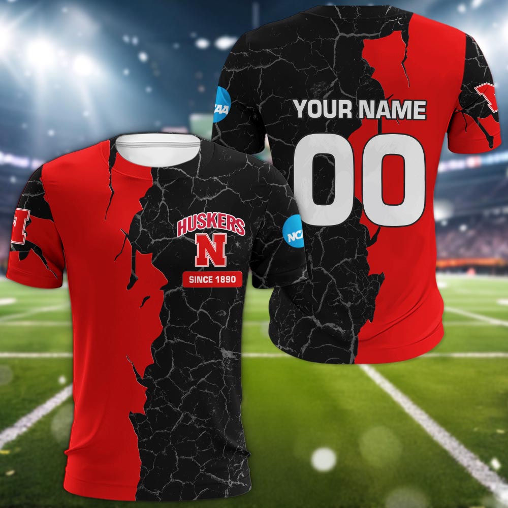 Nebraska Cornhuskers 3d Cracked Design Personalized Apparel