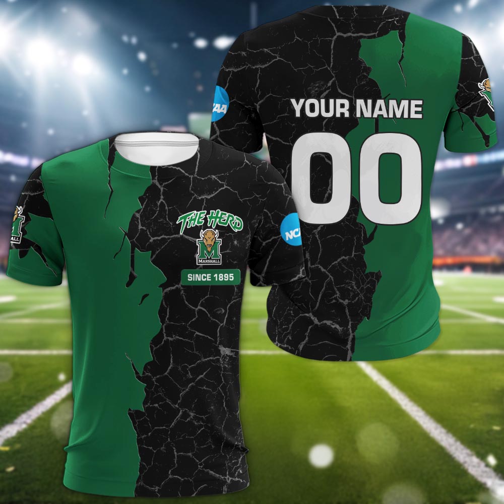Marshall Thundering Herd 3d Cracked Design Personalized Apparel