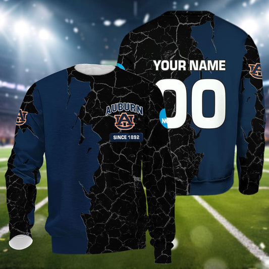 Auburn Tigers 3d Cracked Design Personalized Apparel