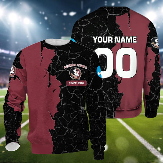 Florida State Seminoles 3d Cracked Design Personalized Apparel
