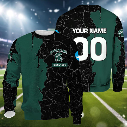 Michigan State Spartans 3d Cracked Design Personalized Apparel