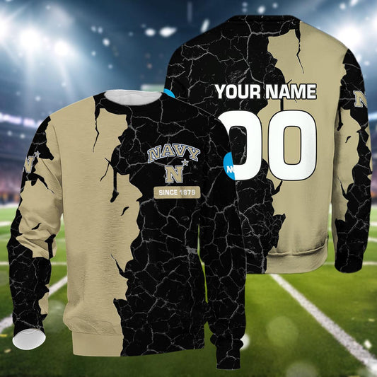 Navy Midshipmen 3d Cracked Design Personalized Apparel